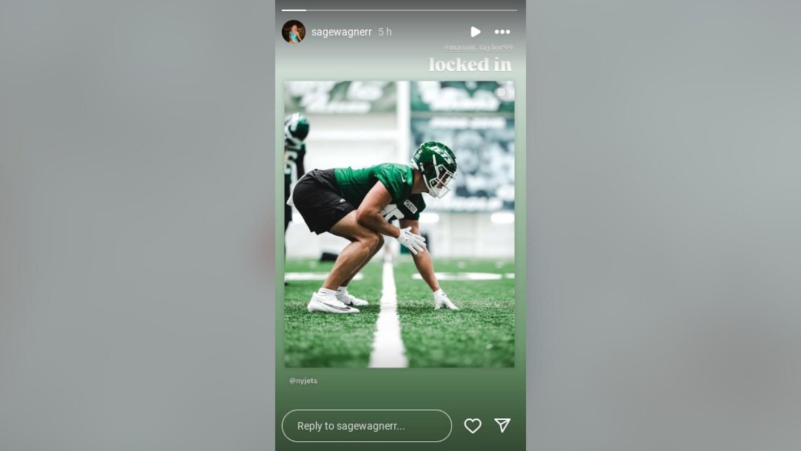 Mason Taylor's girlfriend Sage Warner sends 2-word message for Jets TE (Image Credit: Warner/IG)